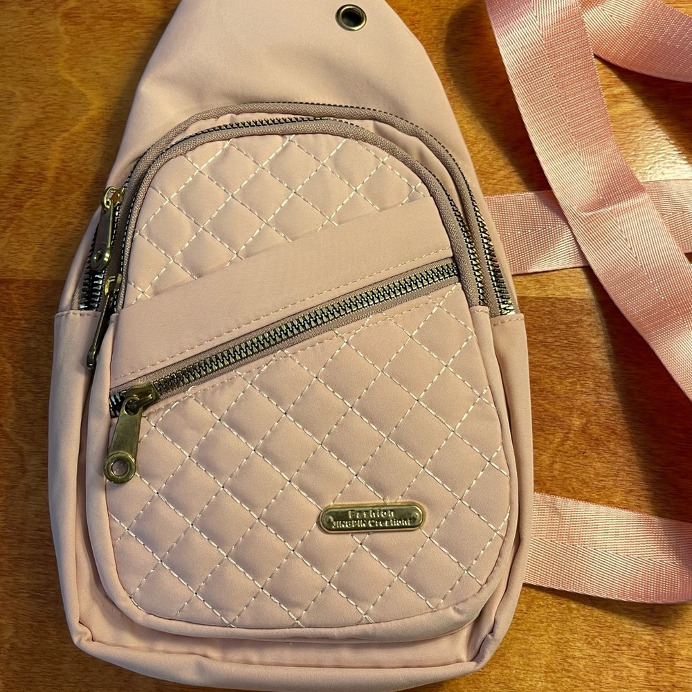 NWOT Quilted Sling Bag -Light Pink